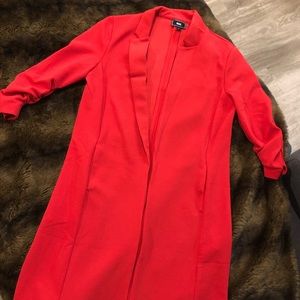 Cherry Red Ruched Midi Blazer